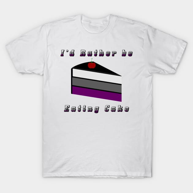 I'd Rather be Eating Cake Asexual Pride Flag Design T-Shirt by LiveLoudGraphics